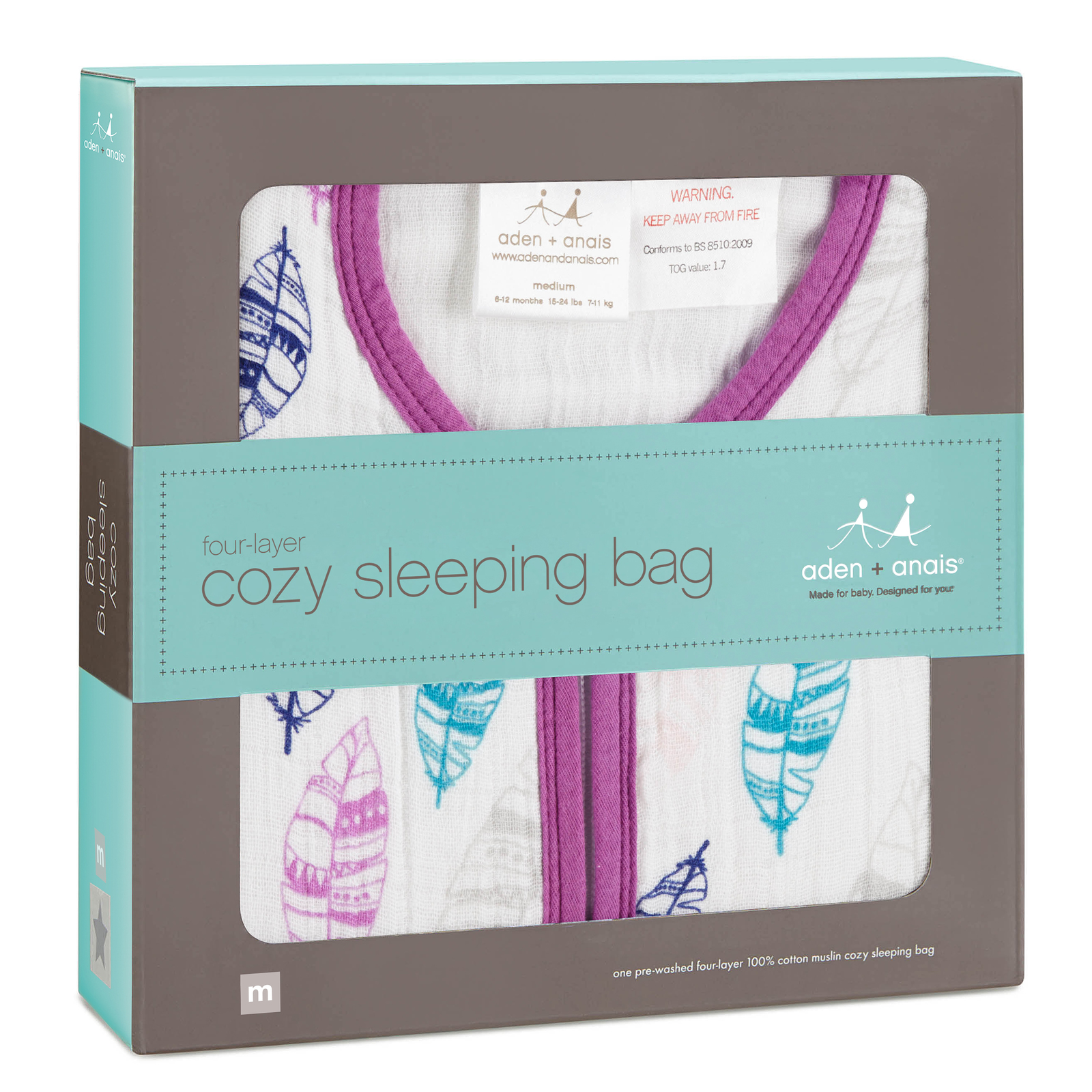 Aden + Anais Cozy Sleeping Bag 1.7 TOG Wink (medium)