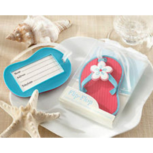 Wedding Bomboniere & Favours - Luggage Tags Flip Flop (Pink/Blue) x 10